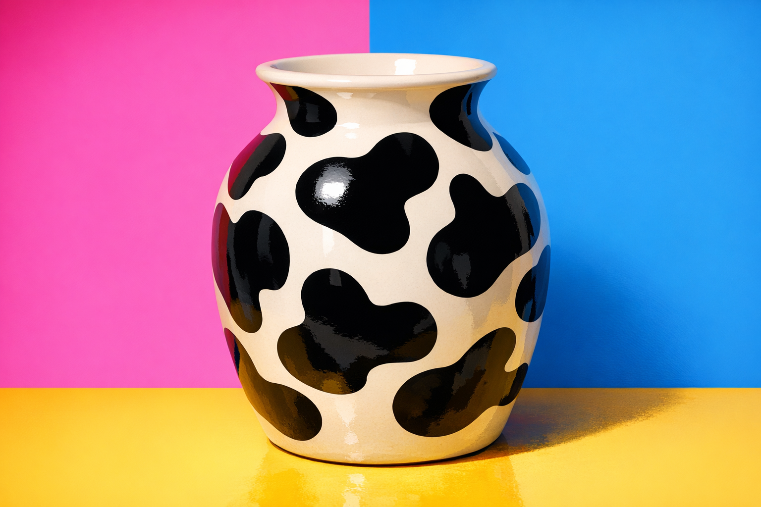 Vase de la collection CowClay avec motif vache stylisée