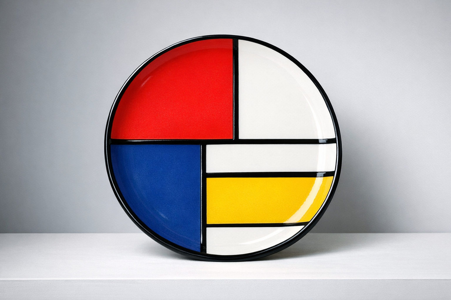Assiette de la collection PrimaClay aux couleurs primaires style Mondrian